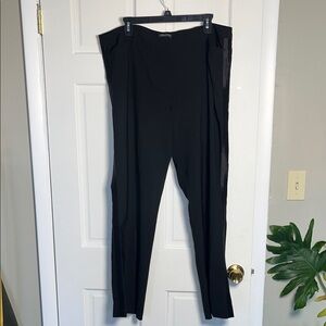 Eileen Fisher Stretch Wool Formal Pants Tuxedo Stripe Straight Leg Black 1X